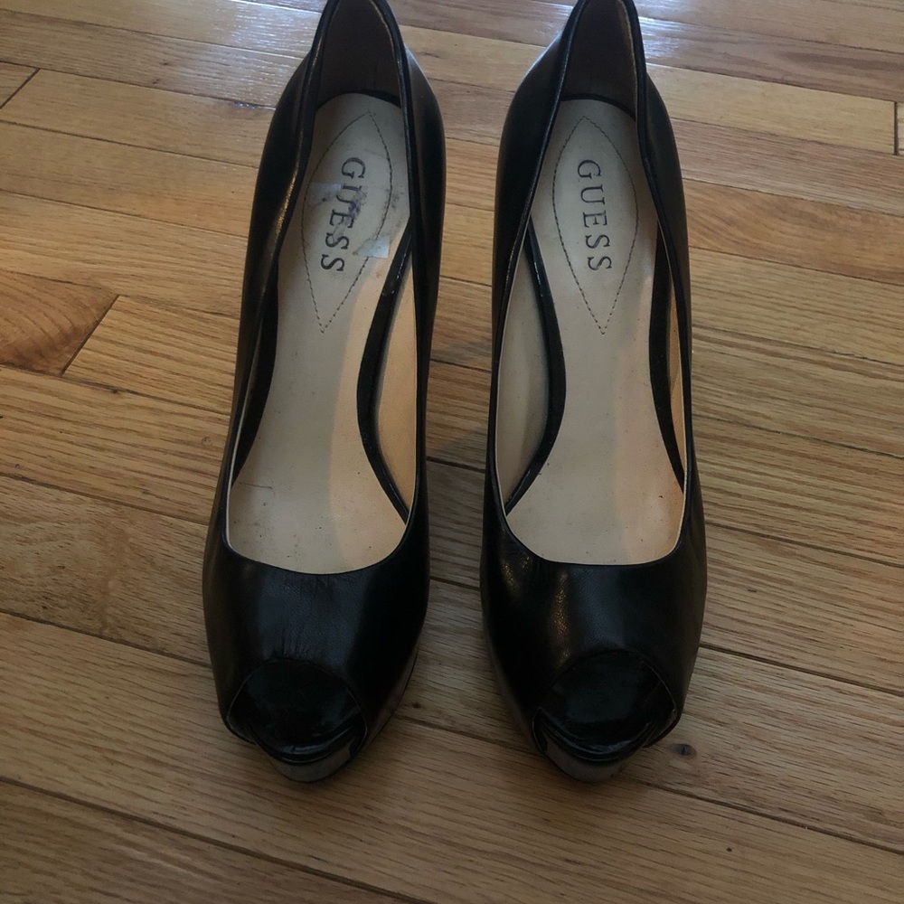 Black peak a boo heels